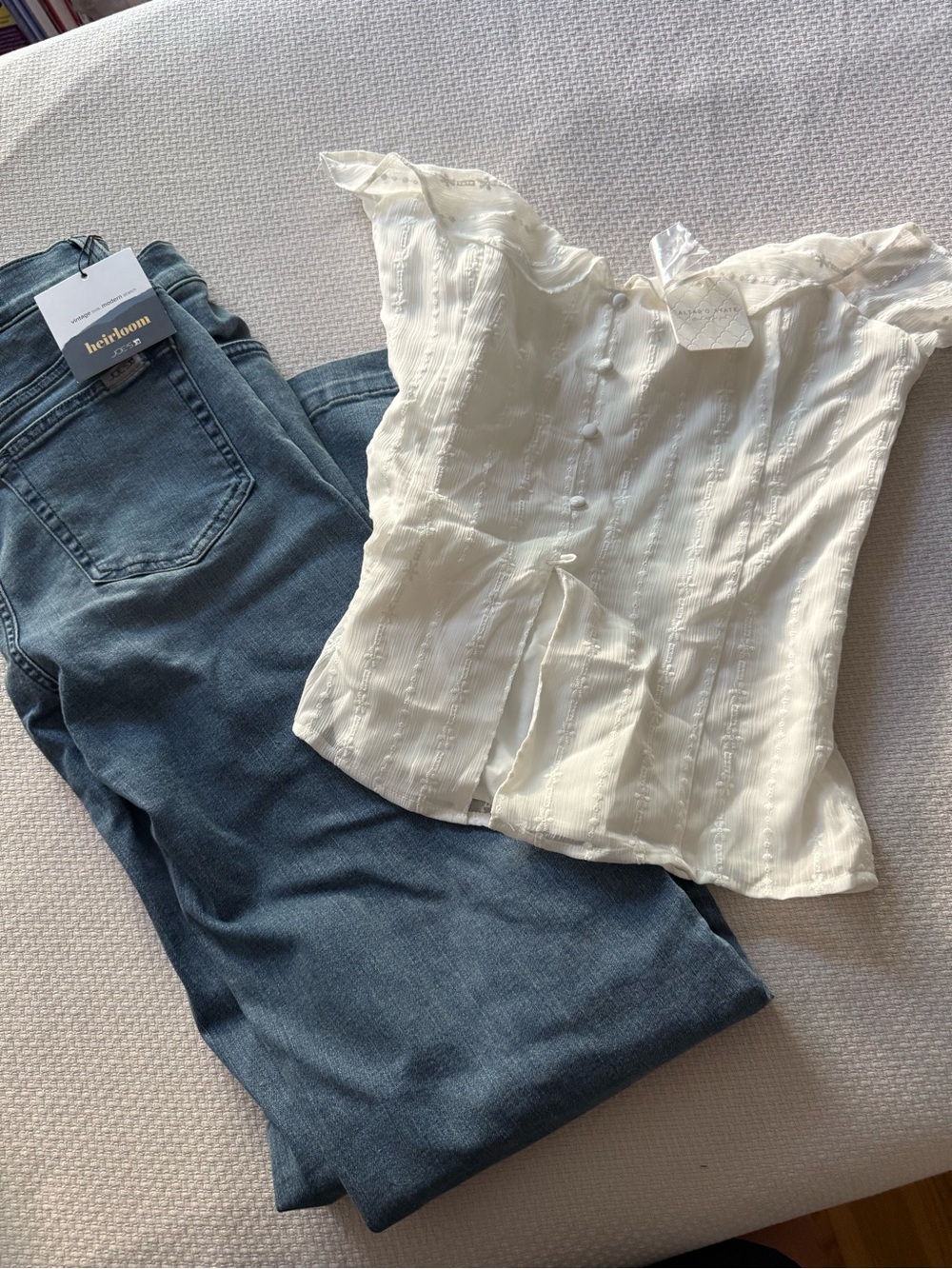 Altar'd State White Textured Off-Shoulder Blouse
